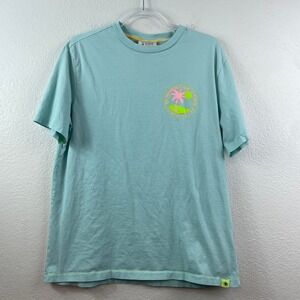 Scotch & Soda Mens Summertime Oasis Graphic T-Shirt Aqua Blue Large Short Sleeve